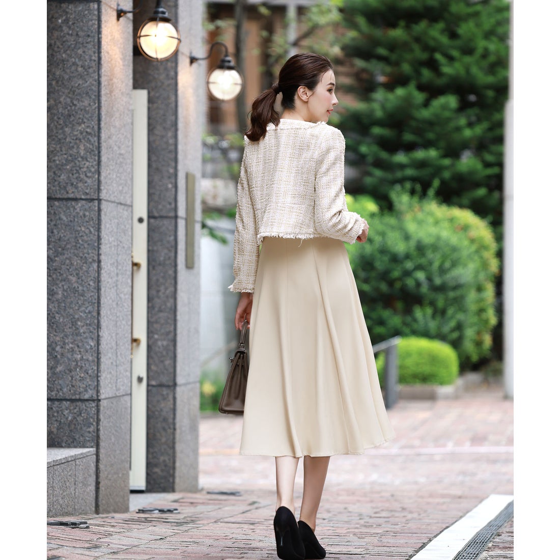 フロリア Flolia ツイードノーカラージャケット フレアワンピース