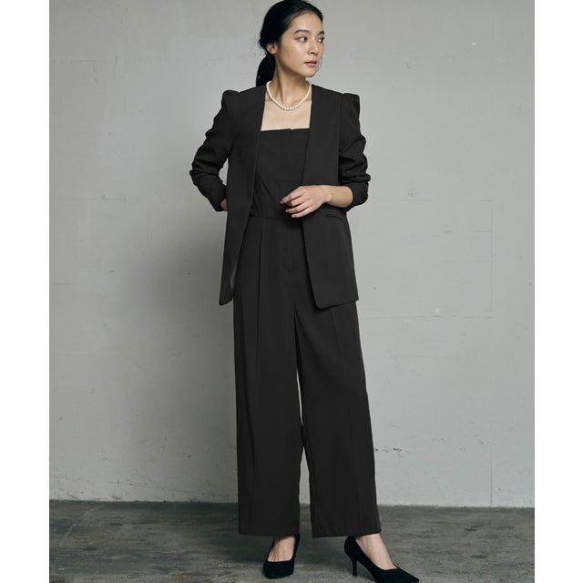 フロリア Flolia ランタンスリーブノーカラージャケット テーパード