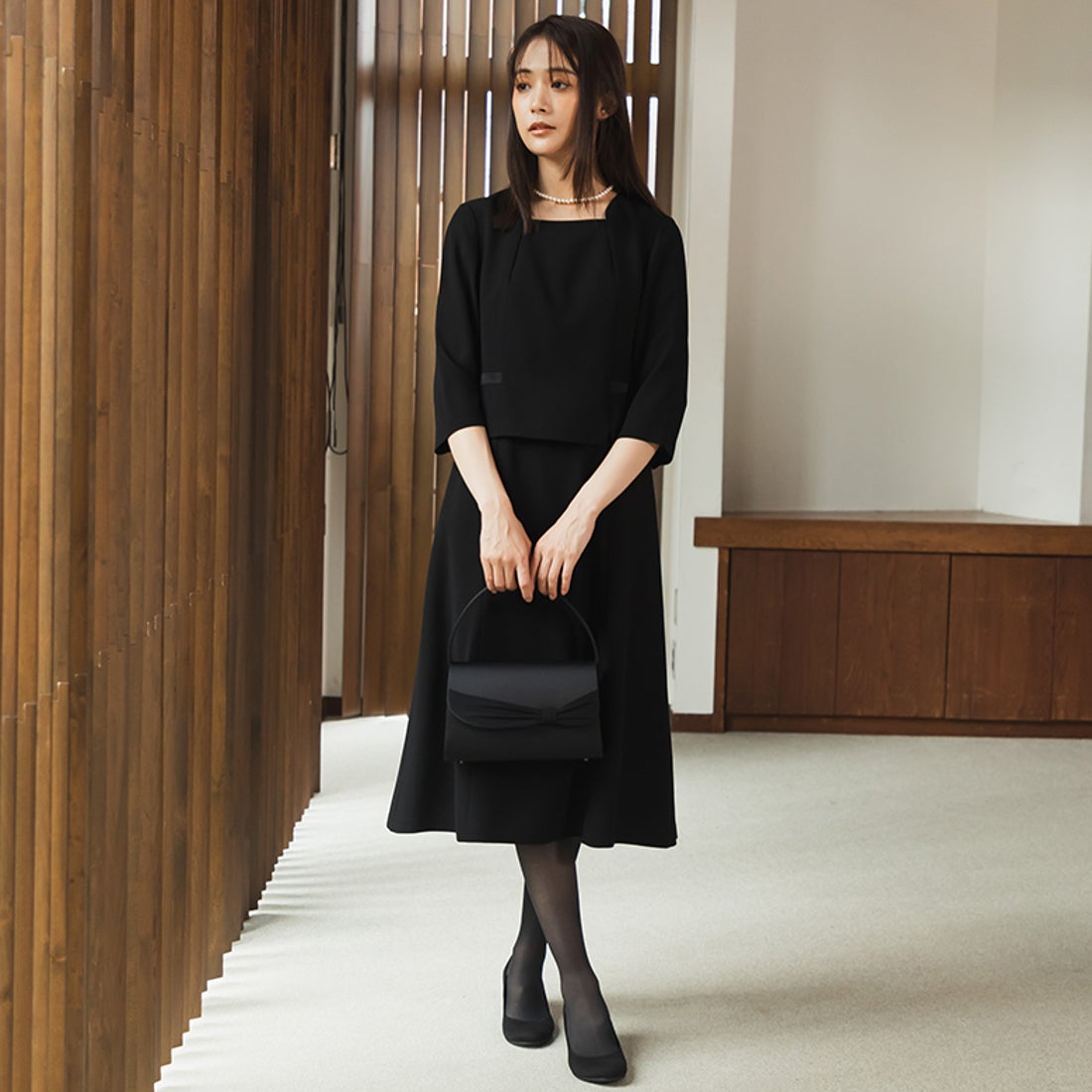 フォルムフォルマ form forma 【喪服】【洗える】ノーカラーフレア