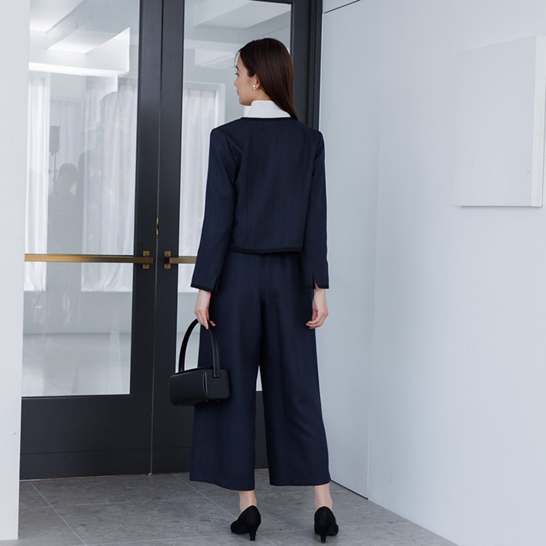 フォルムフォルマ form forma ノーカラーツイードジャケット＆ワイド