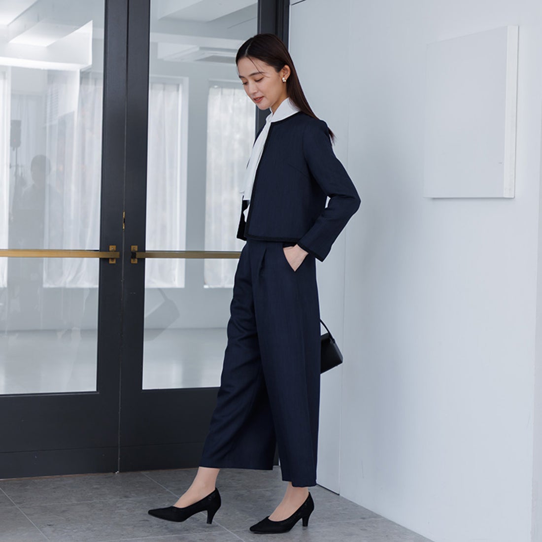 フォルムフォルマ form forma ノーカラーツイードジャケット＆ワイド