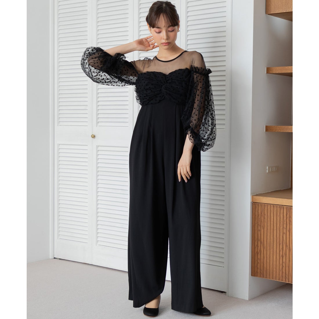 フォルムフォルマ form forma フロッキードットパンツドレス