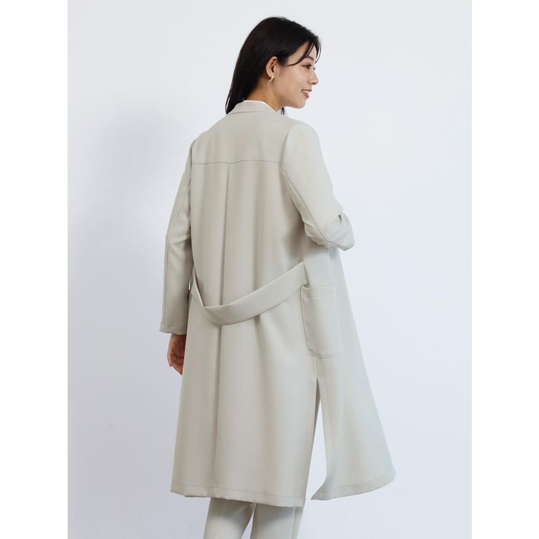 フェンネル FENNEL Vネックノーカラーロングコート （イエロー