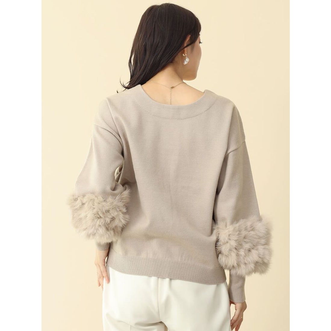 フェンネル FENNEL ラビットファースリーブ2wayニット （グレージュ