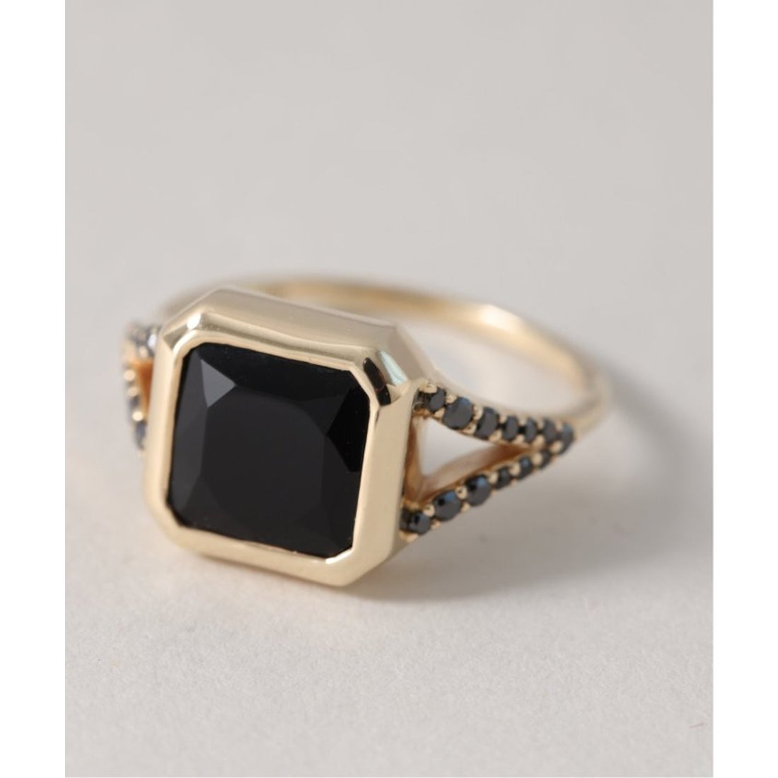 リラ Lilas オニキス8角2ラインブラックダイヤリング K10 （ゴールド