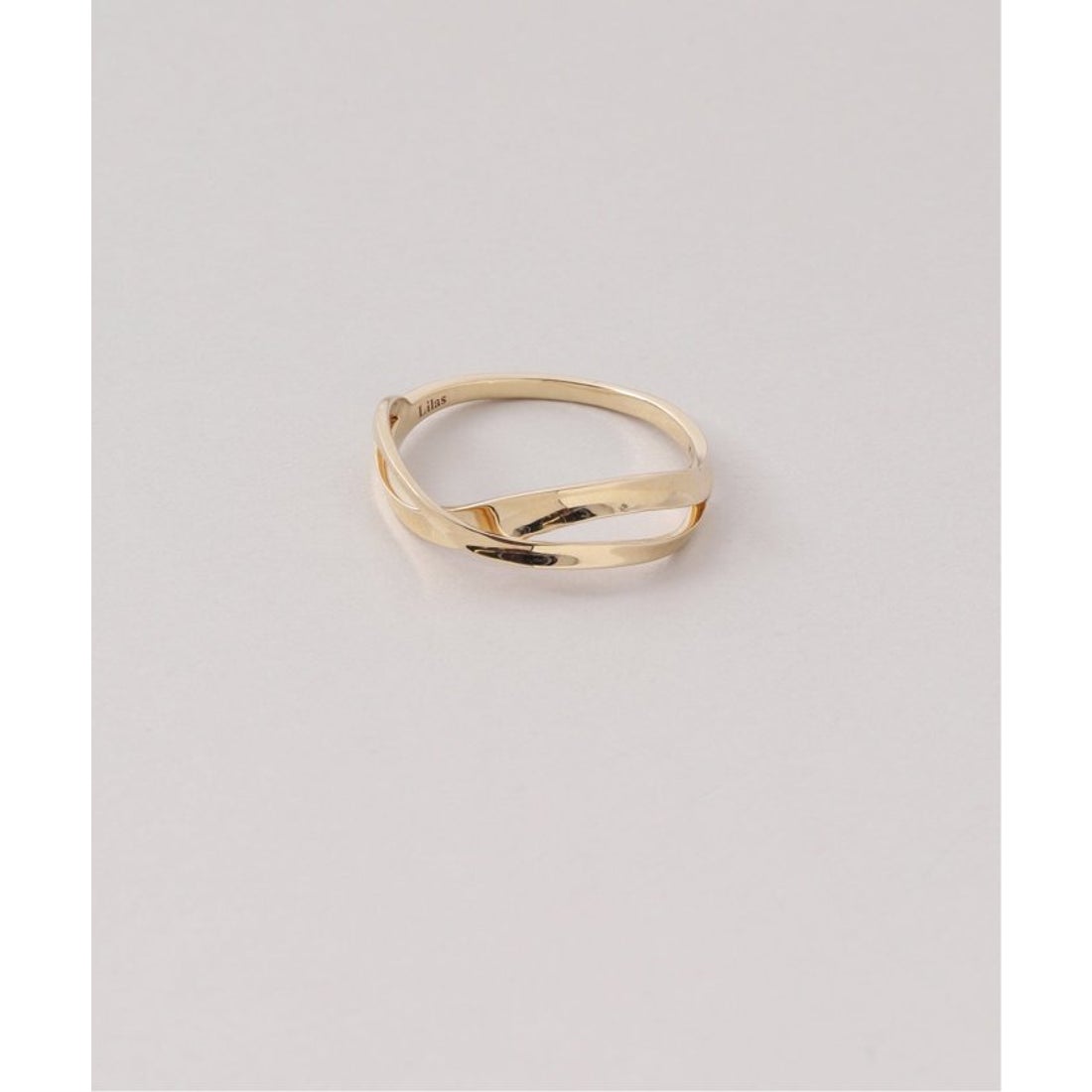 リラ Lilas 2ラインツイストモチーフリング K10 （ゴールド