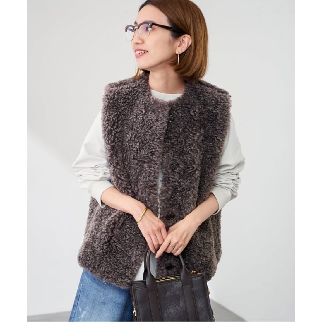 フレームワーク FRAMeWORK ≪追加≫フェイクファーベスト （グレーB