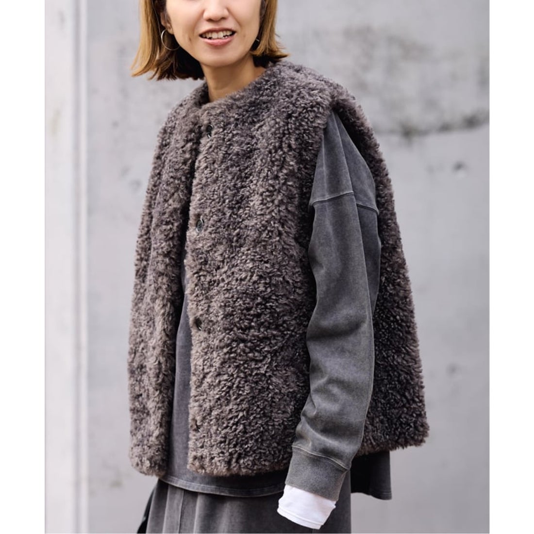 フレームワーク FRAMeWORK ≪追加≫フェイクファーベスト （グレーB