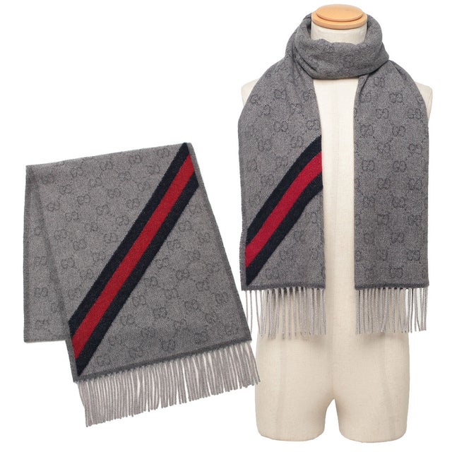 グッチ GUCCI スカーフ バンダナ ストール ネイビー メンズ レディース