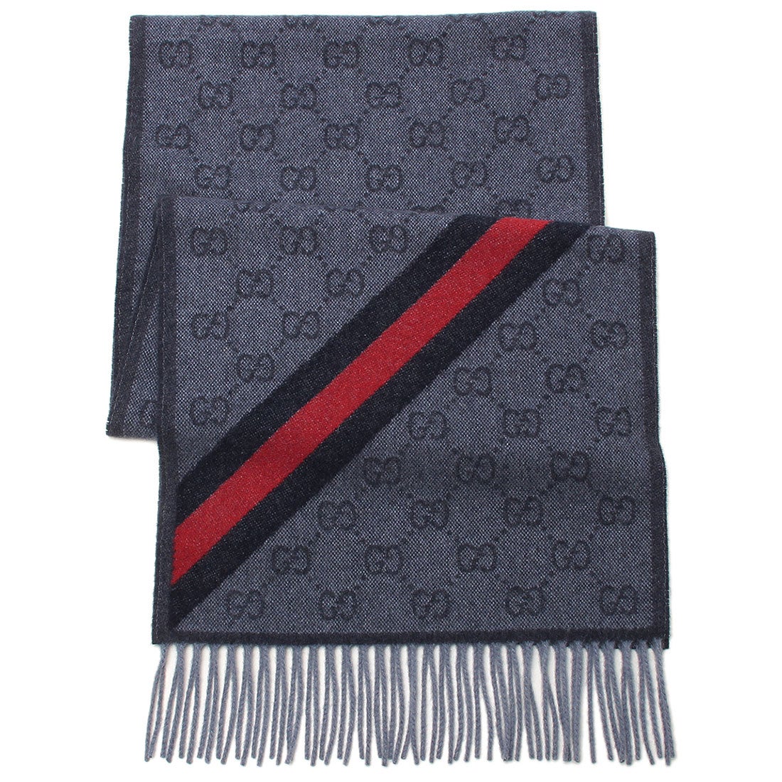 グッチ GUCCI スカーフ バンダナ ストール ネイビー メンズ レディース