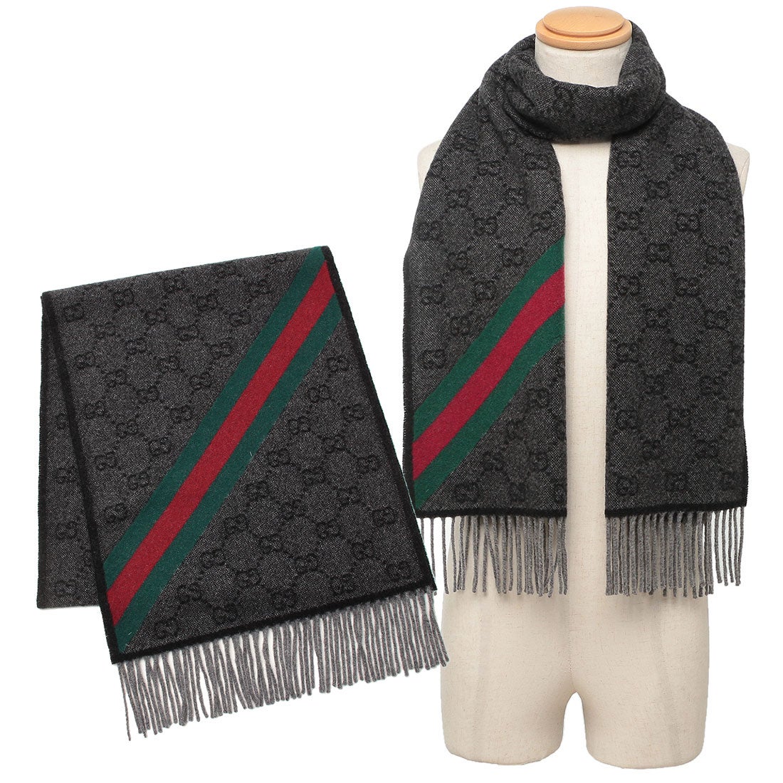 グッチ GUCCI スカーフ バンダナ ストール グレー メンズ レディース