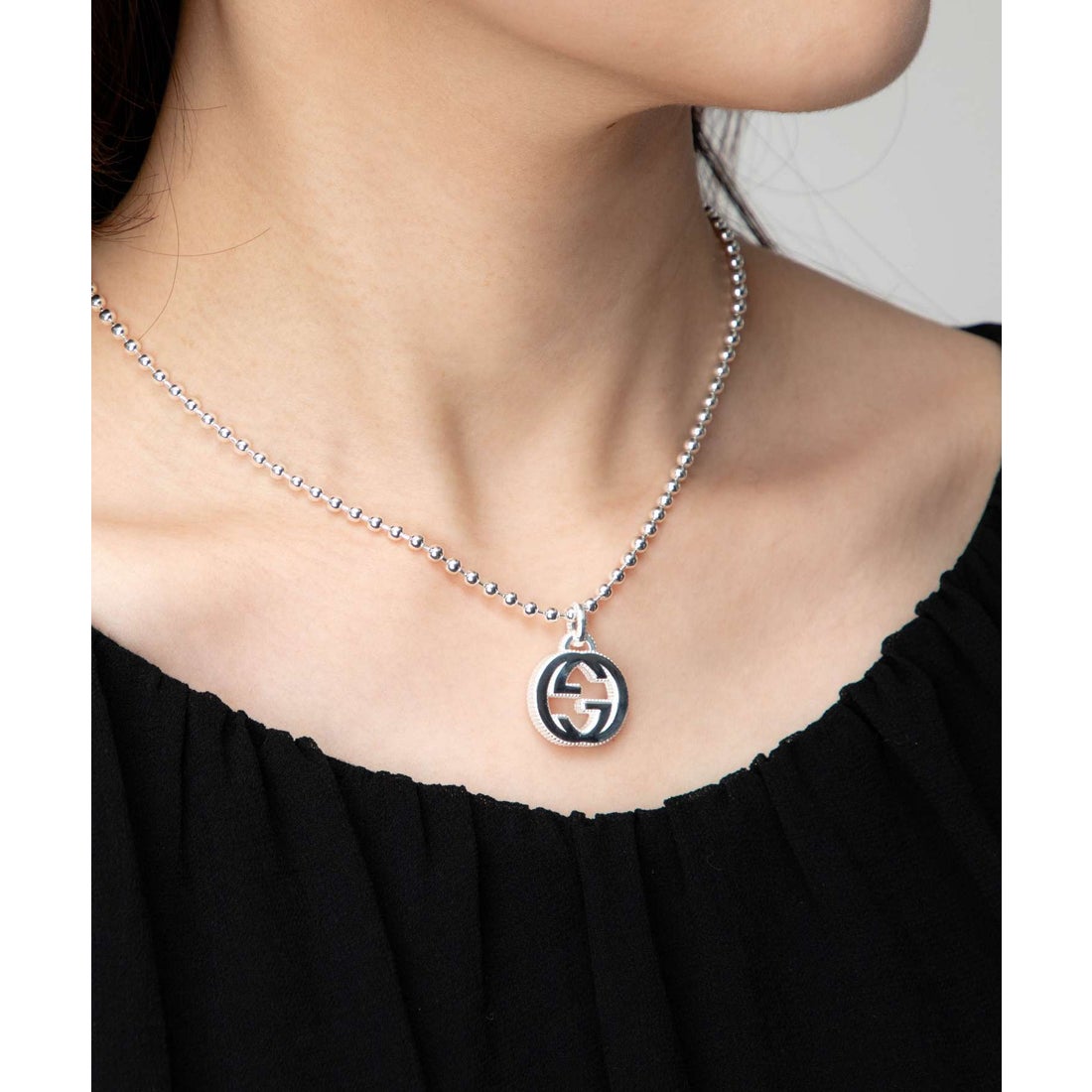 グッチ GUCCI 479219 J8400 ネックレス INTERLCKG M NCKL 45CM SLV