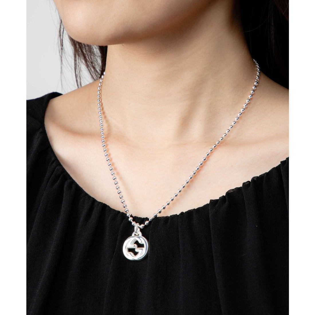 グッチ GUCCI 479219 J8400 ネックレス INTERLCKG M NCKL 45CM SLV