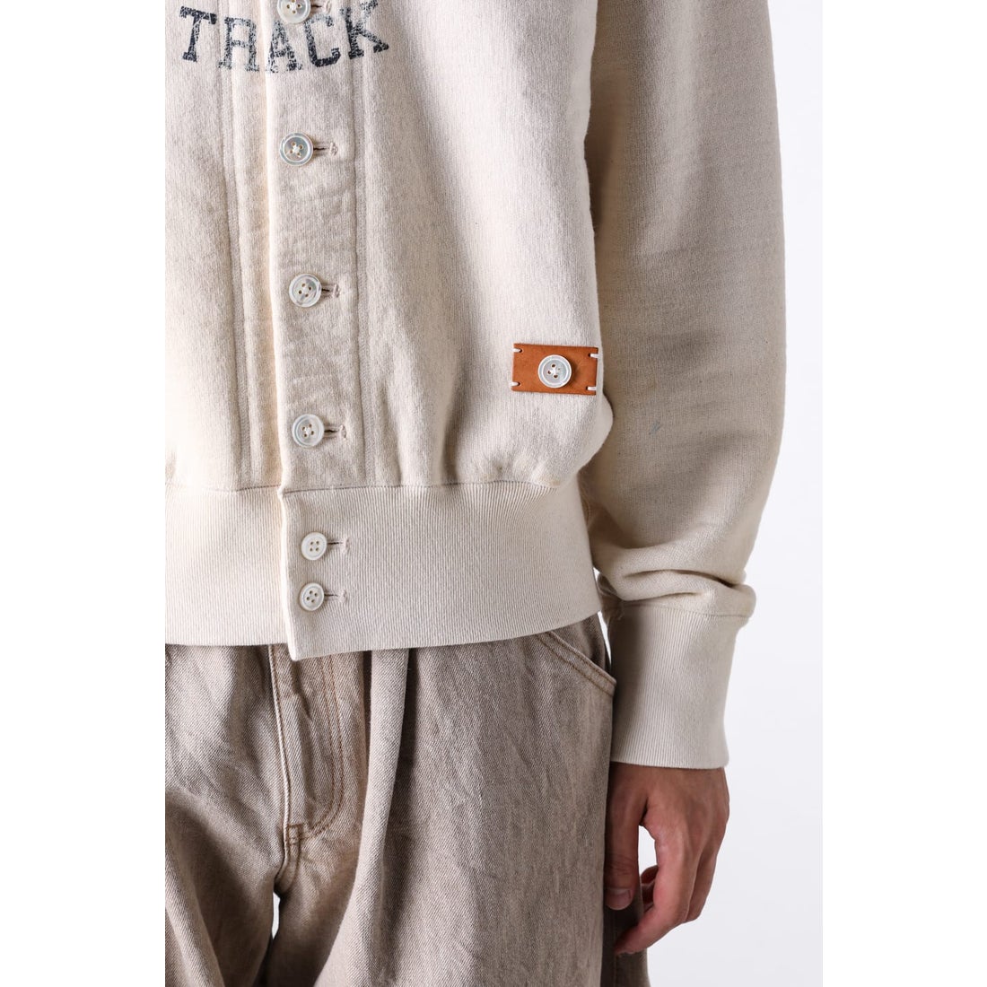 コッキ KHOKI Vintage-effect sweat cardigan （Oatmeal） -FASCINATE