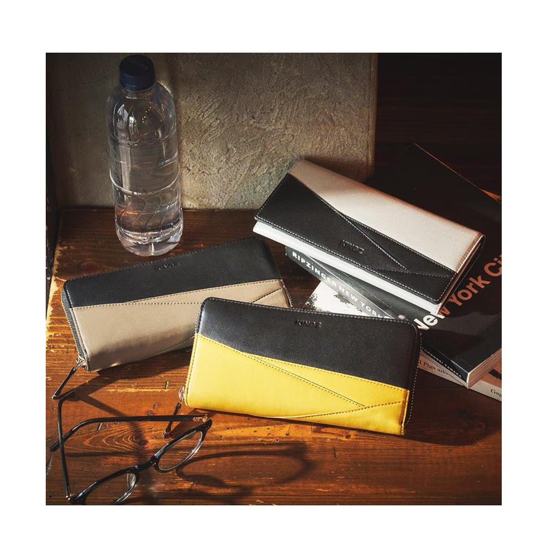 キングズ KINGZ バイカラー ラウンドファスナー長財布 （イエロー