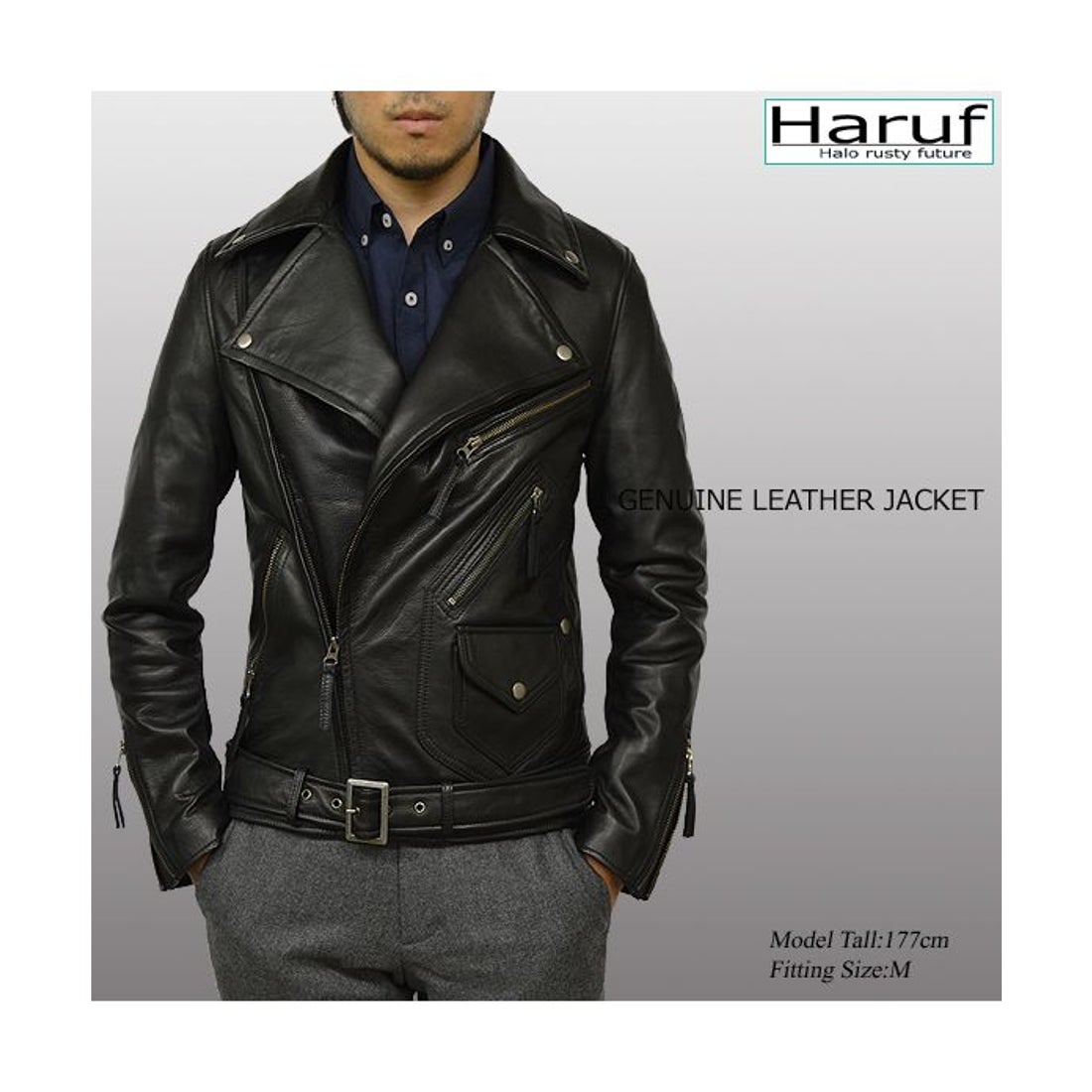 ハルフ Haruf 本革 レザージャケット ダブルライダースジャケット 革
