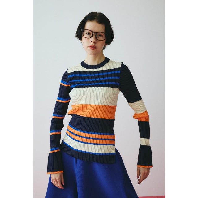 ヘリンドットサイ HeRIN.CYE Color block flared tops （NVY