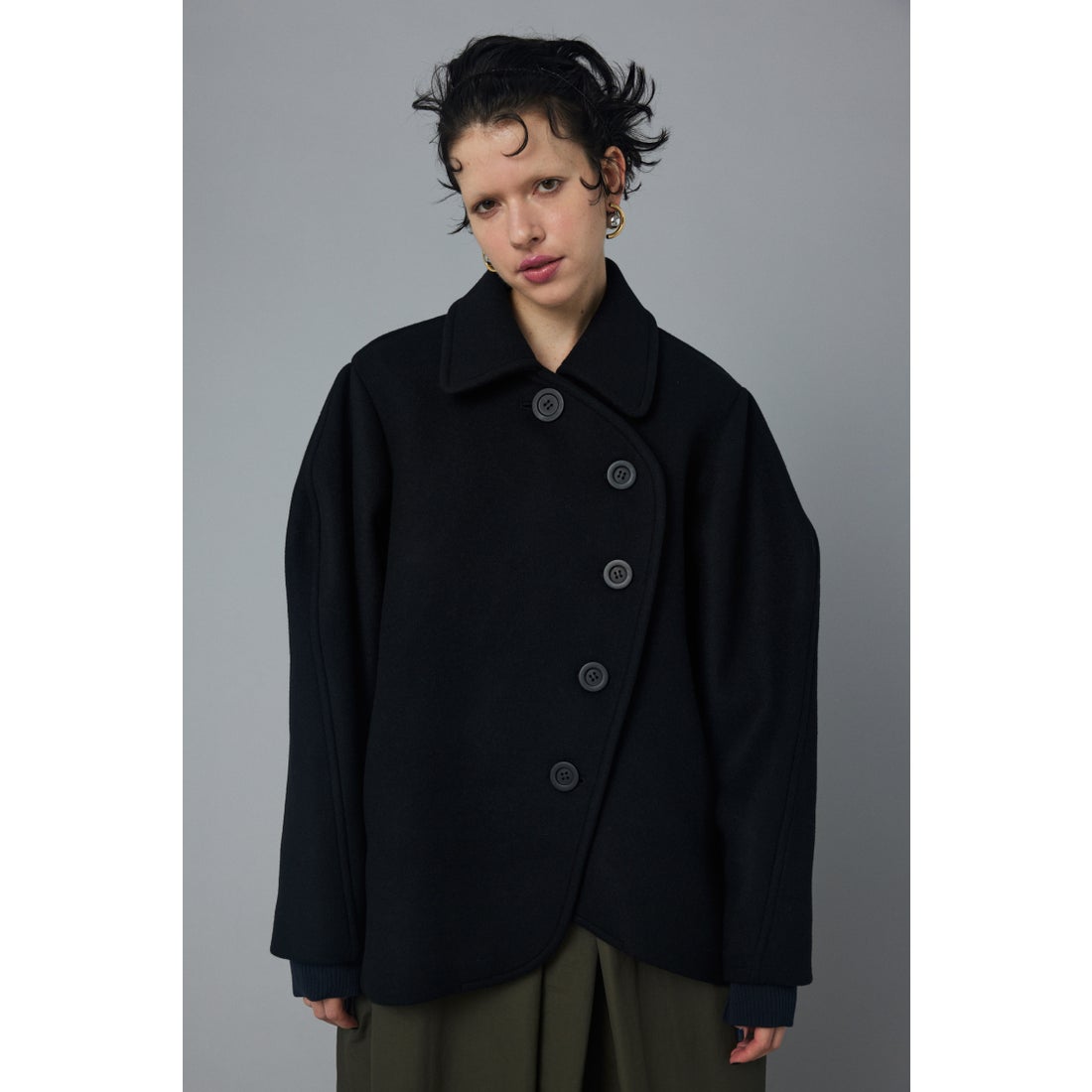 HeRIN.CYE Round body wool coat BLK -ファッション通販 FASHION WALKER