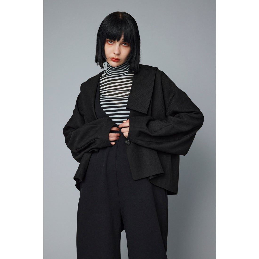 HeRIN.CYE ［予約］Asymmetry collar jacket BLK -ファッション通販