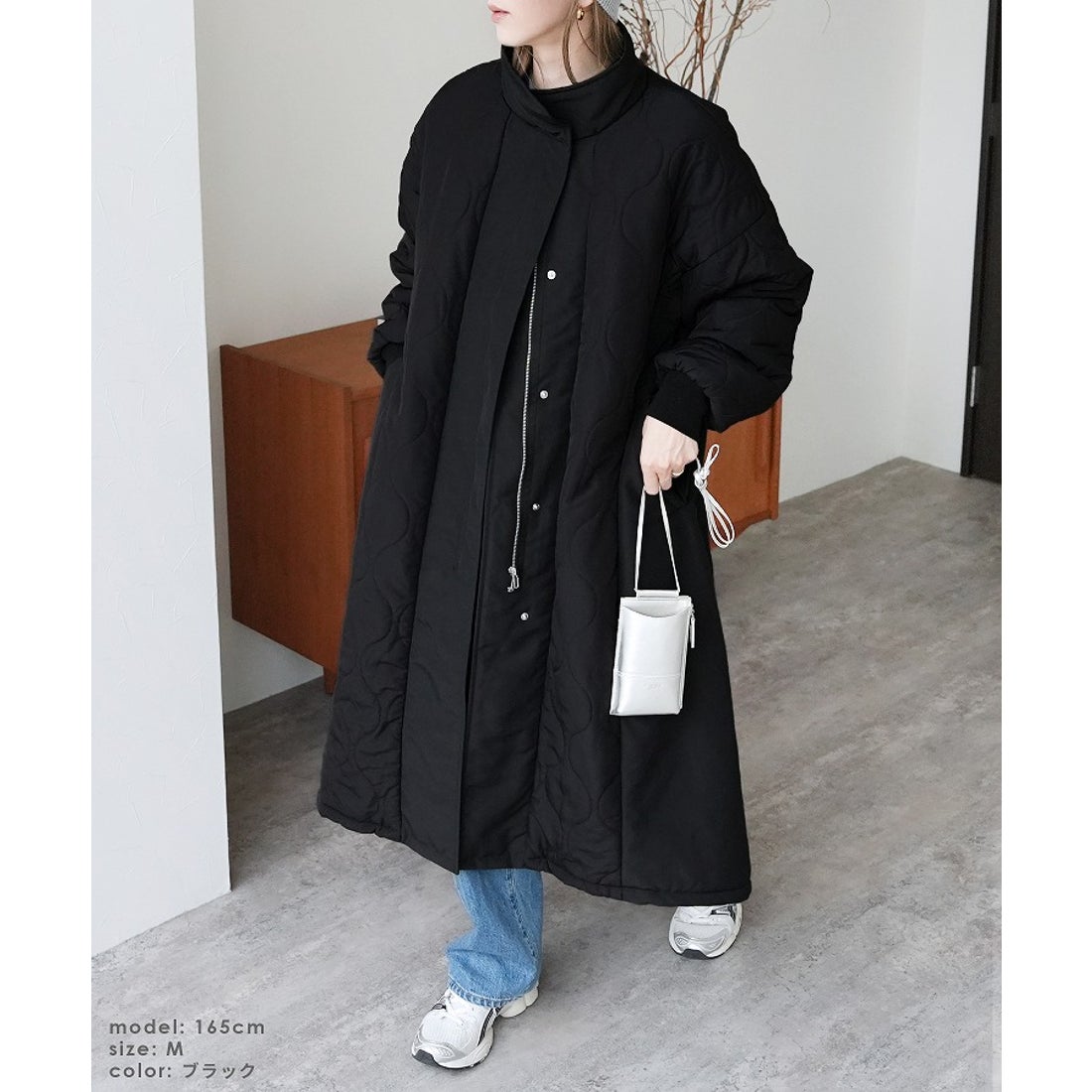 レカ reca キルト切替スタンドネックロングコート（y8128