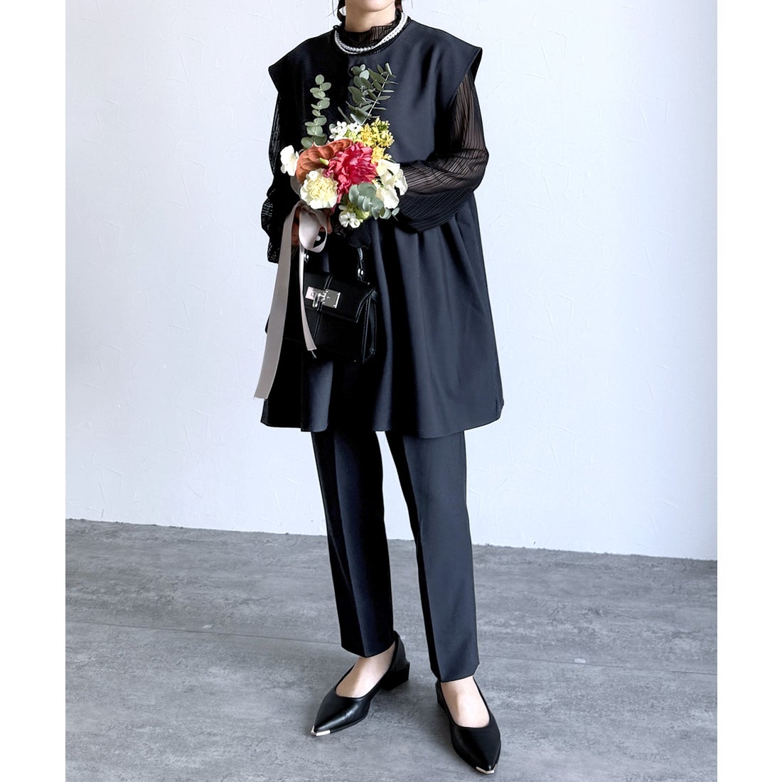 reca 【3点セット】『自宅で洗える』ペプラムベスト × テーパード