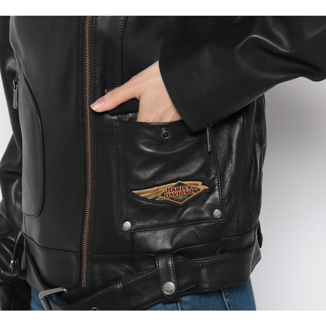 120周年記念Dポケットバイカーレザージャケット -ハーレーダビッドソン