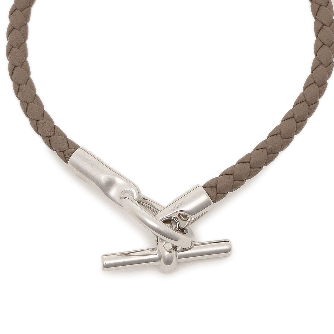 エルメス Hermes ブレスレット バングル シルバー金具 グレー シルバー