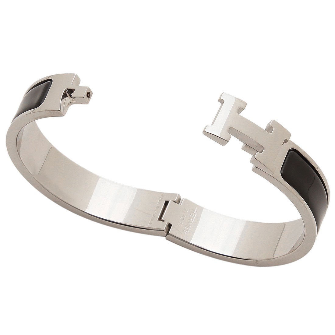 エルメス Hermes ブレスレット バングル クリックH ブラック シルバー