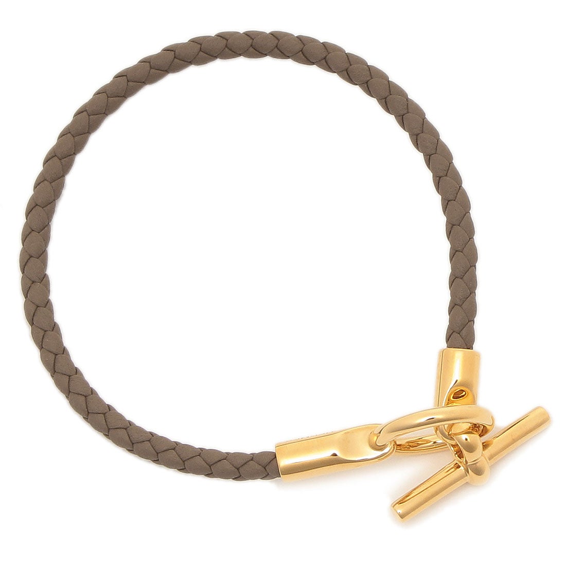 エルメス Hermes ブレスレット バングル ゴールド金具 グレー ゴールド