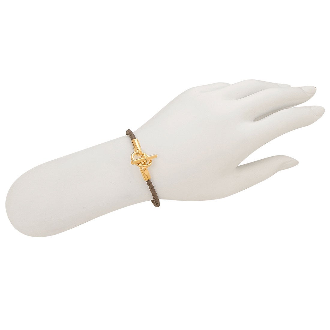 エルメス Hermes ブレスレット バングル ゴールド金具 グレー ゴールド