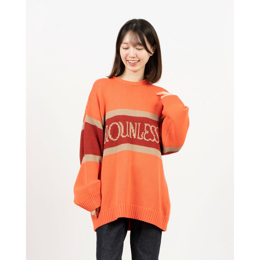 ナウンレス NOUNLESS NOUNLESS CLASSIC LOGO KNIT （ORANGE