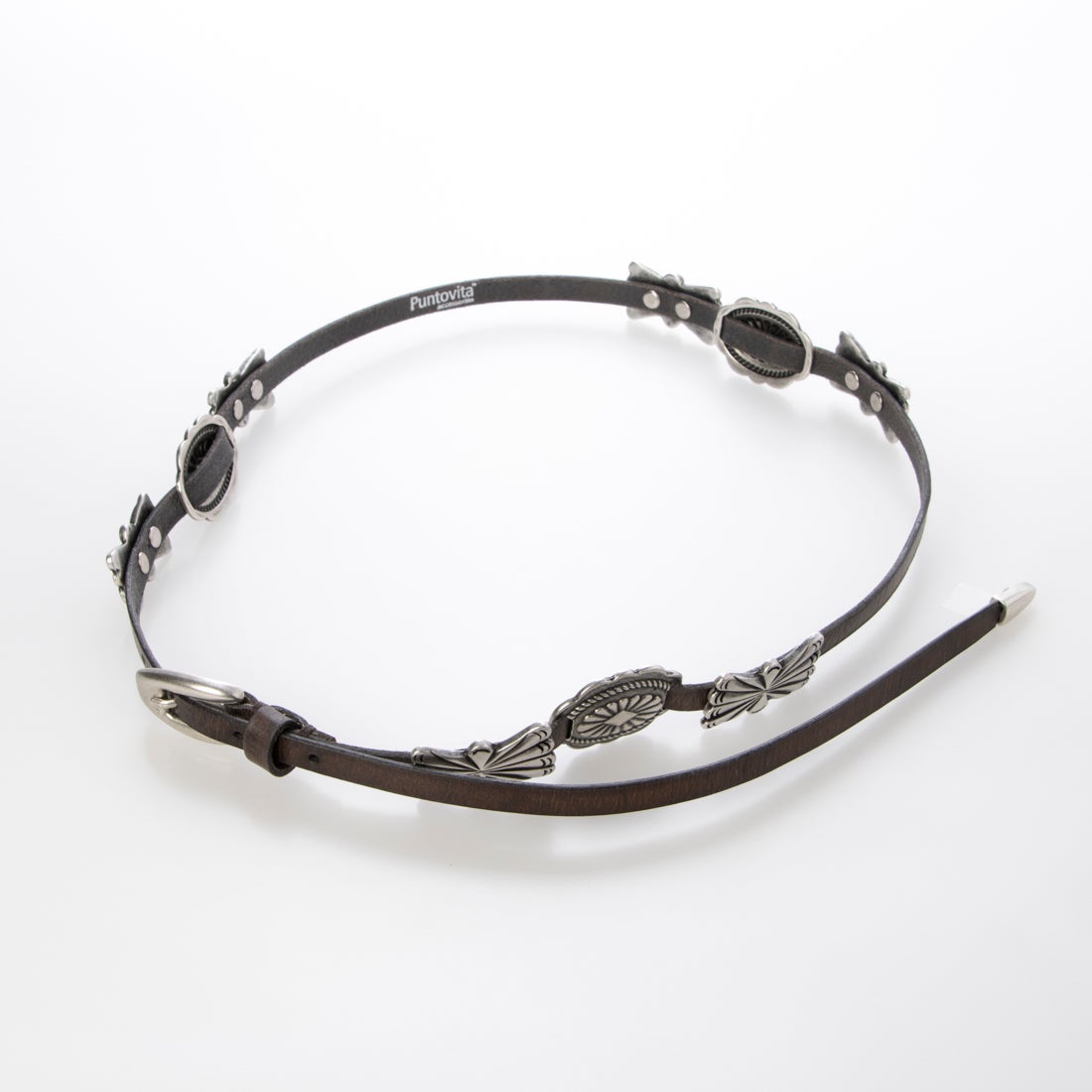 プントヴィータ Puntovita コンチョ細ベルト （Grigio） -ファッション