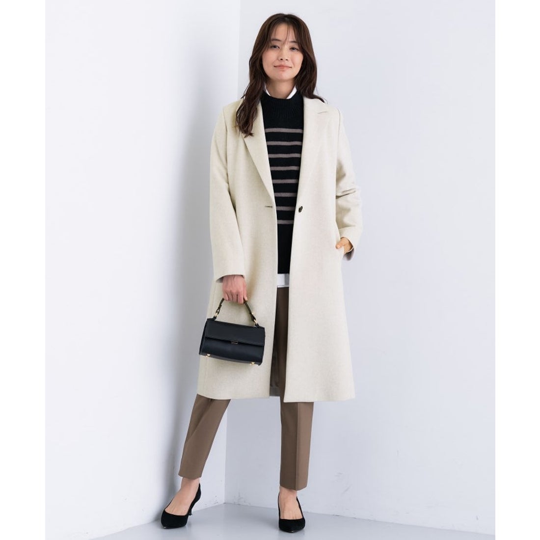 インディヴィ INDIVI 【名品コート／日本製】ウール100％チェスター