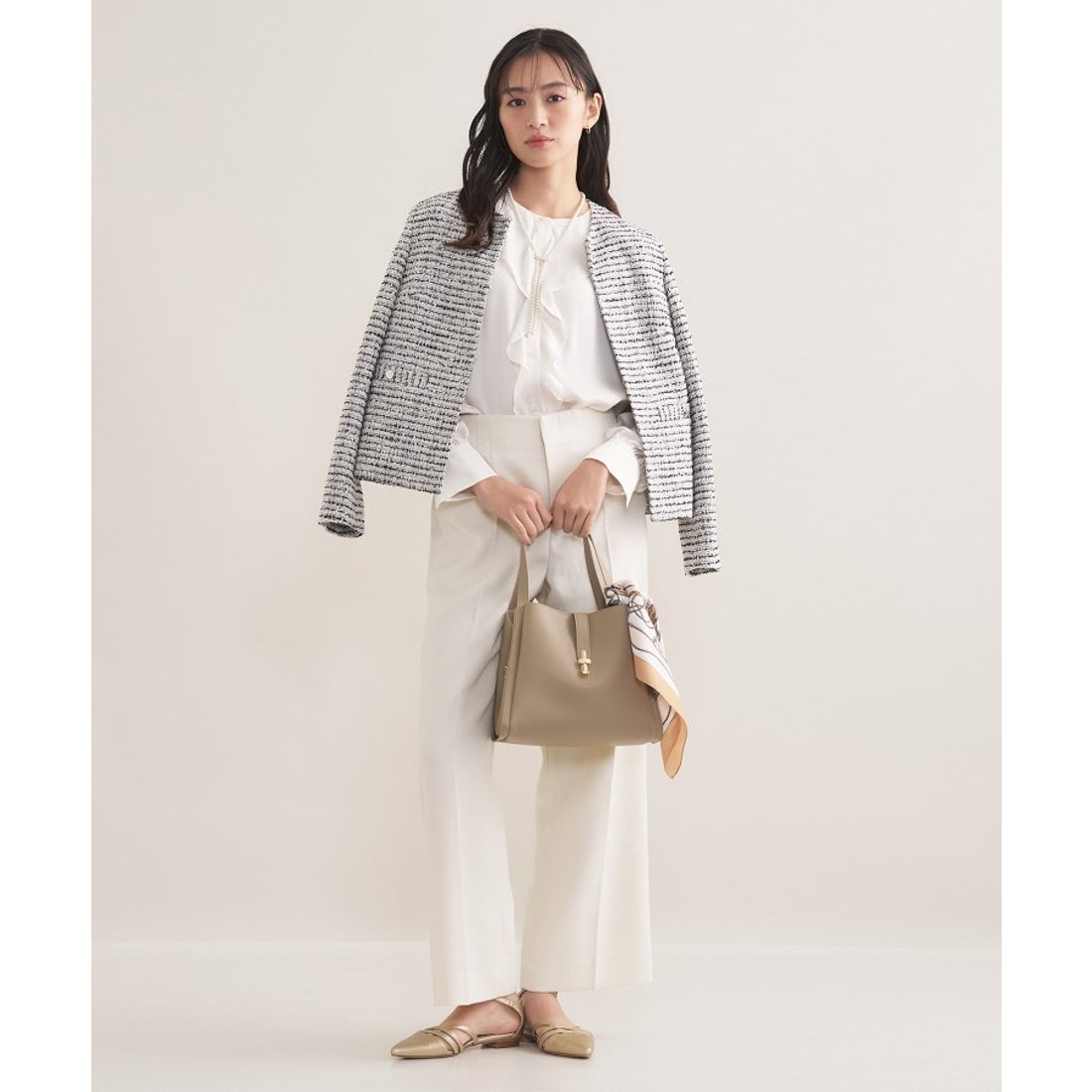 インディヴィ INDIVI 【セレモニー／洗える】ミックスツイードライト