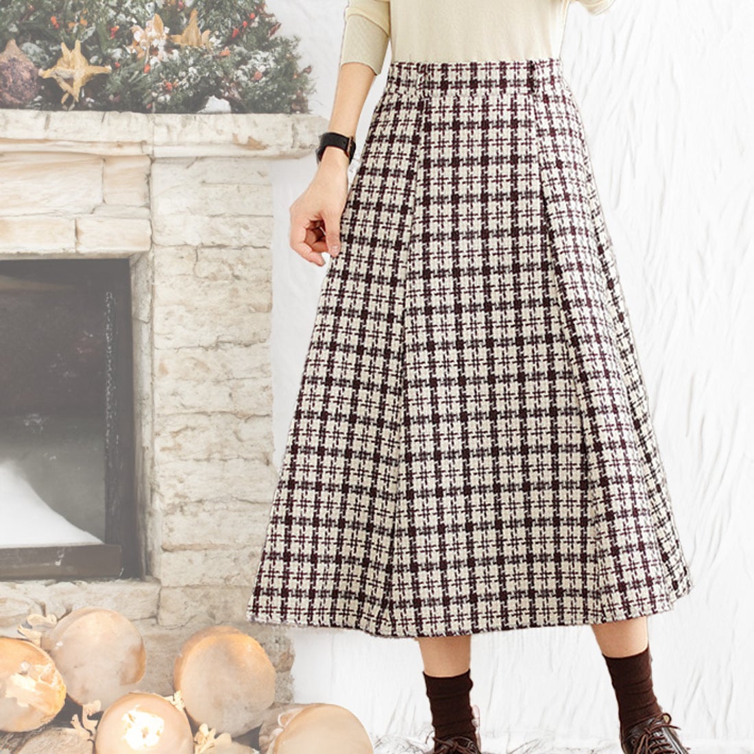 アイカ ica スカート チェックスカート Aラインスカート フレア
