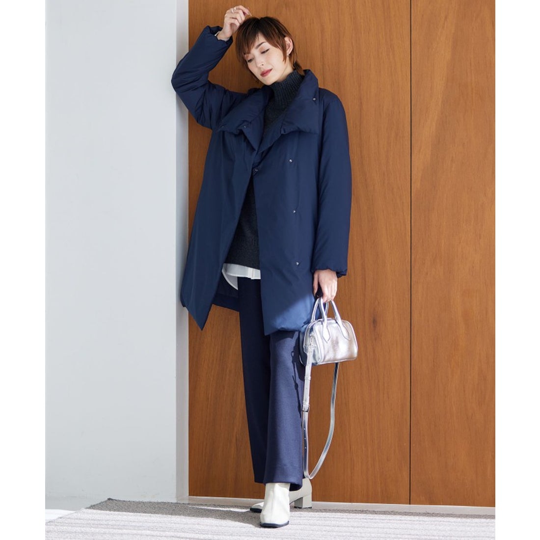 アイシービー ICB ADSダウン スタンドカラーコート （ネイビー系