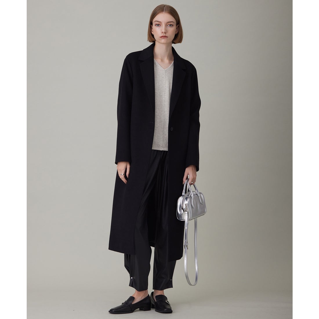 ICB L ロロピアーナウールカシミヤ チェスターコート （ブラック系