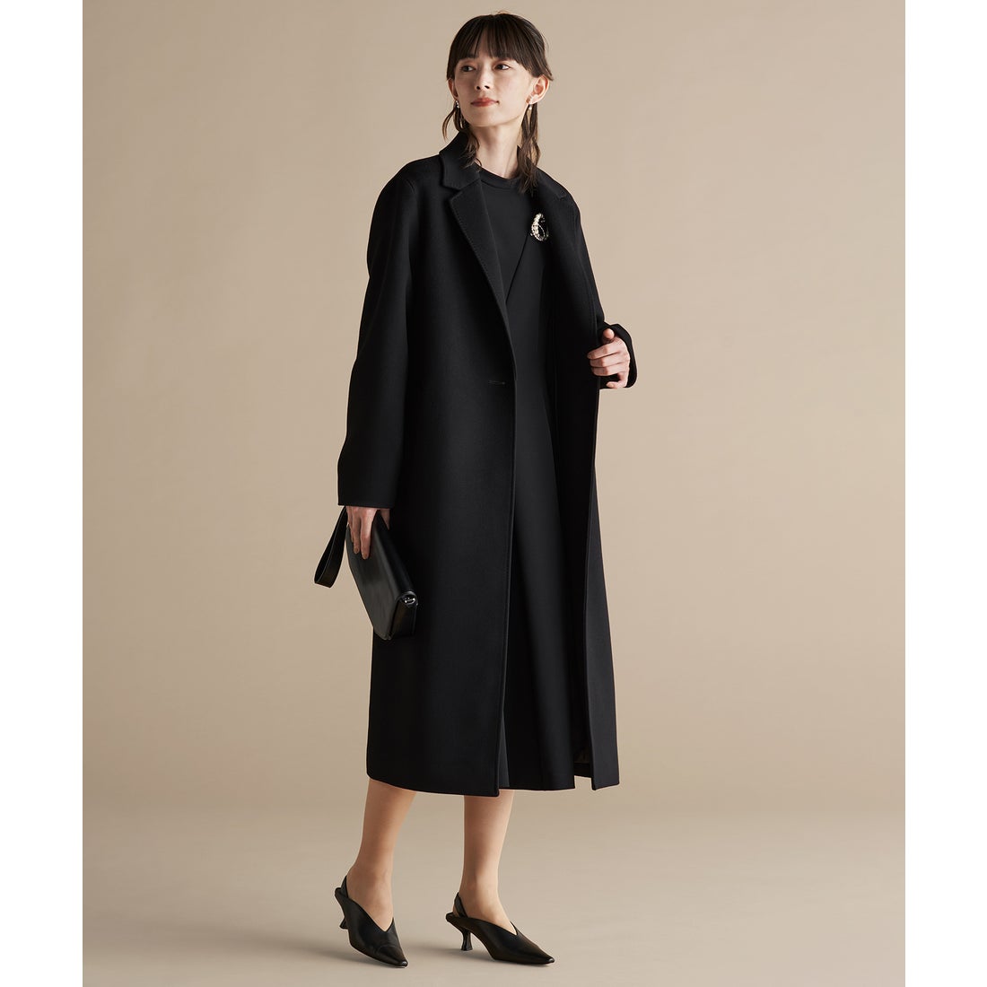 ICB L ロロピアーナウールカシミヤ チェスターコート （ブラック系