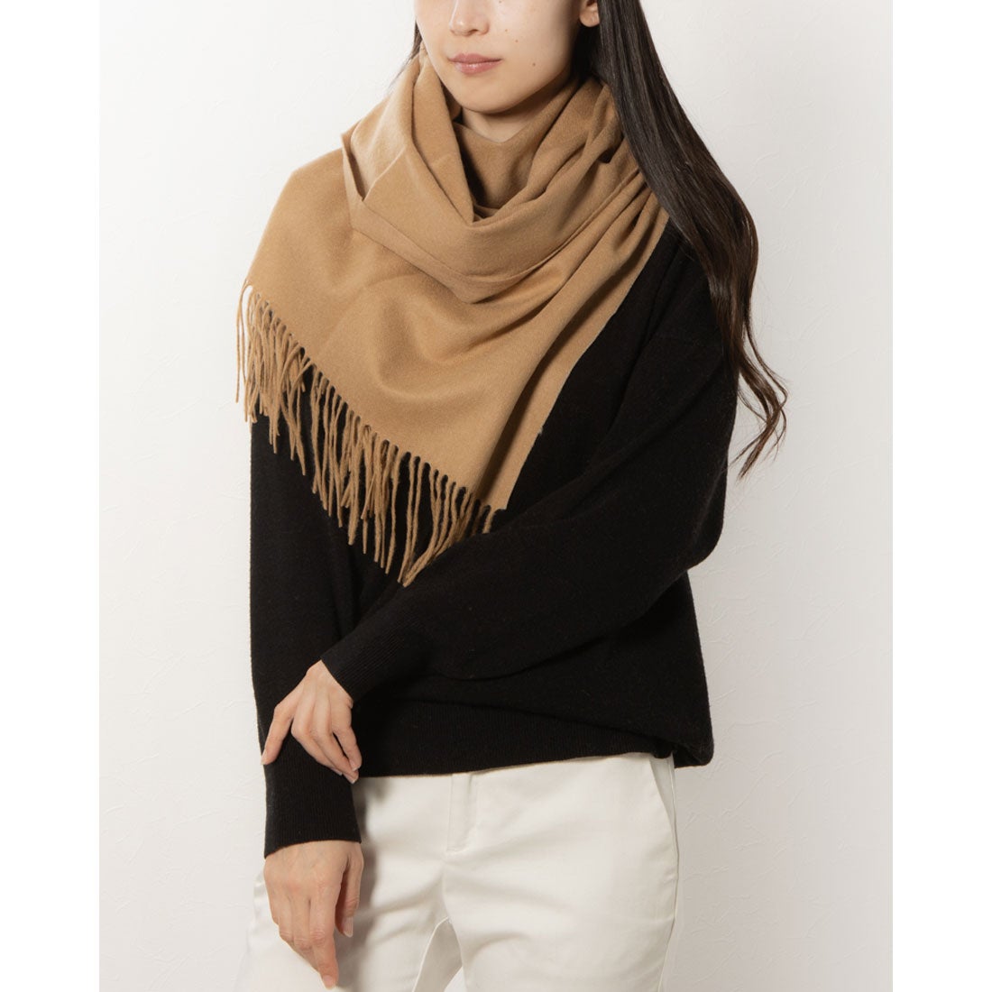 ジョワクレール Joieclair カシミヤ100% ストール （キャメル/ベージュ