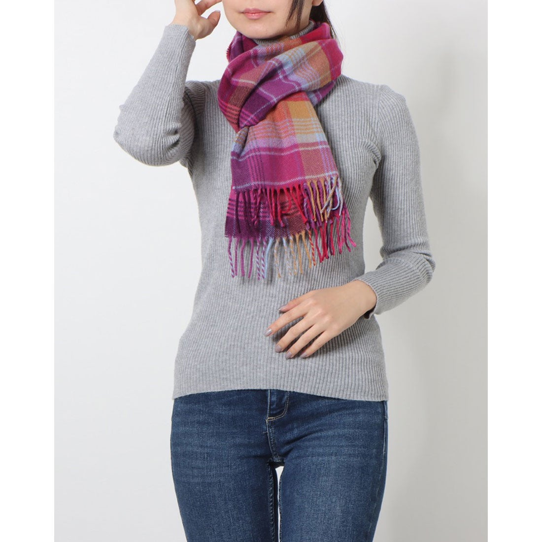 ジョシュアエリス Joshua Ellis Cashmere Muffler （Pink Repeat Edge