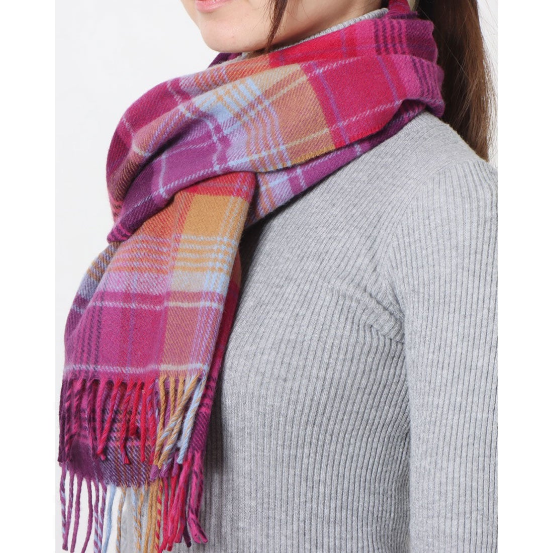 ジョシュアエリス Joshua Ellis Cashmere Muffler （Pink Repeat Edge