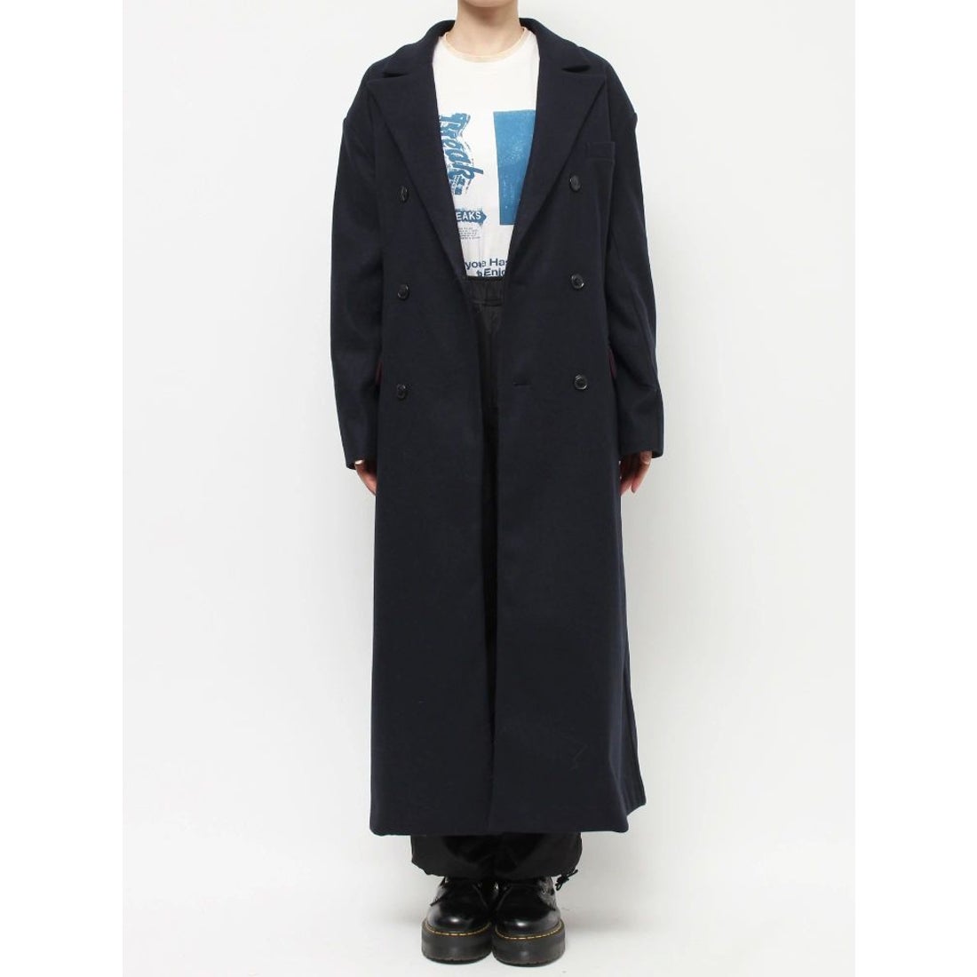 ジュエティ jouetie ダブルブレストロングコート （ネイビー