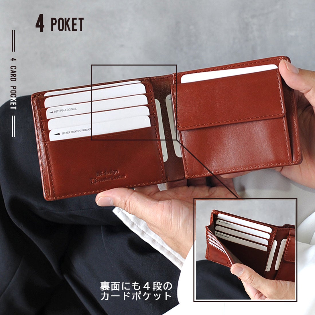 ジェイエスデザイン JS-DESIGN ADHIAレザー 二つ折り財布 （ブラック