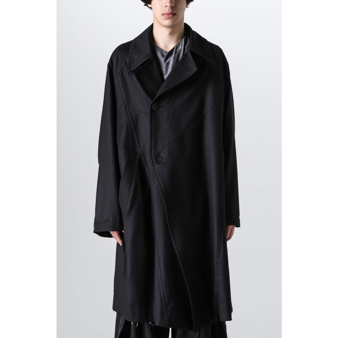 ユリウス JULIUS Wool Cashmere Saxony Over Size Long Coat （Black