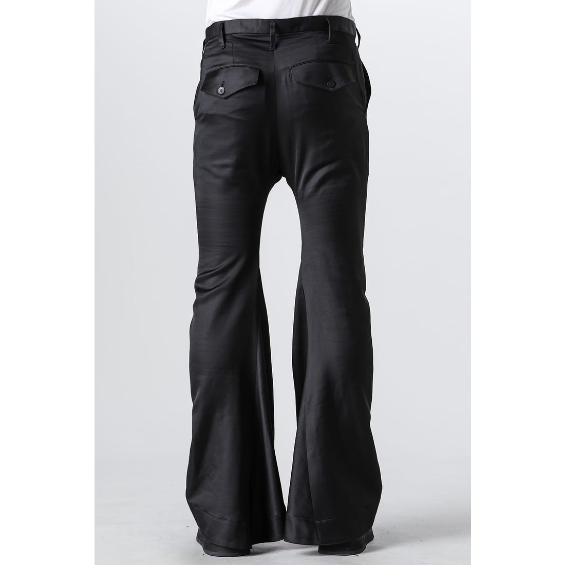 JULIUS Wool Cupro Satin Flare Pants （Black） - Osaka / Kyoto