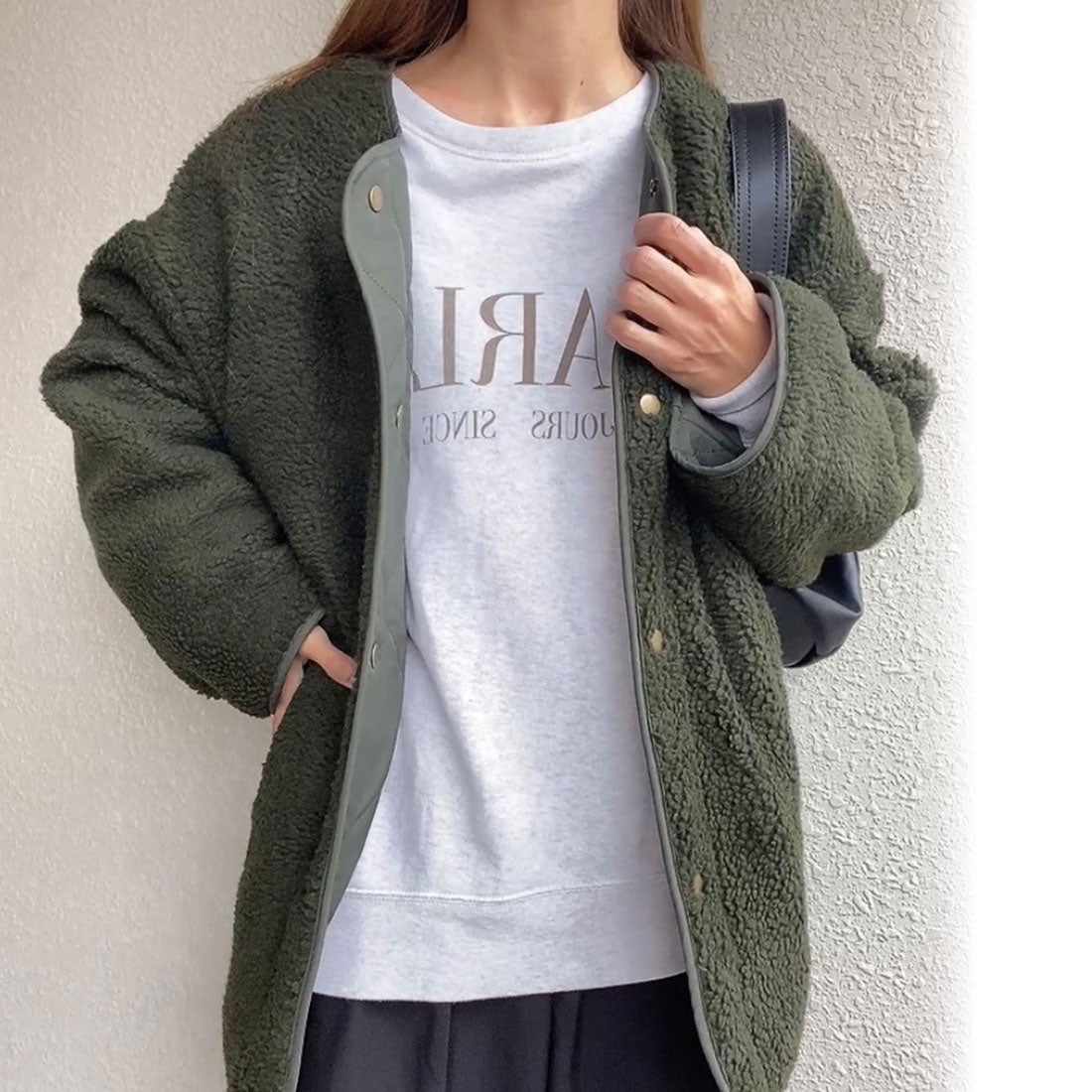 ジュノア JUNOAH リバーシブルキルティングボアジャケット （カーキ