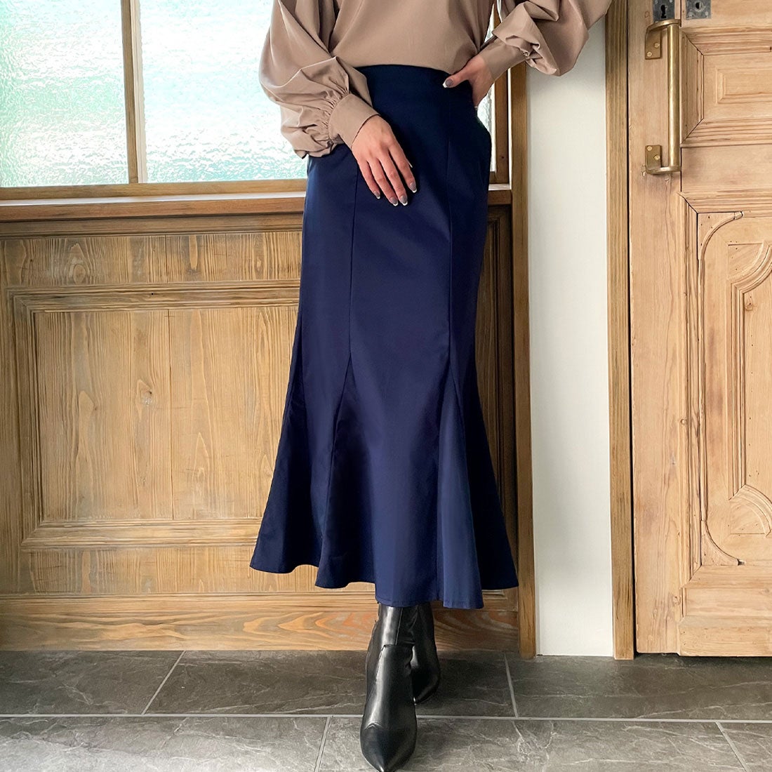 ジュノア JUNOAH マーメイドフレアスカート （ネイビー