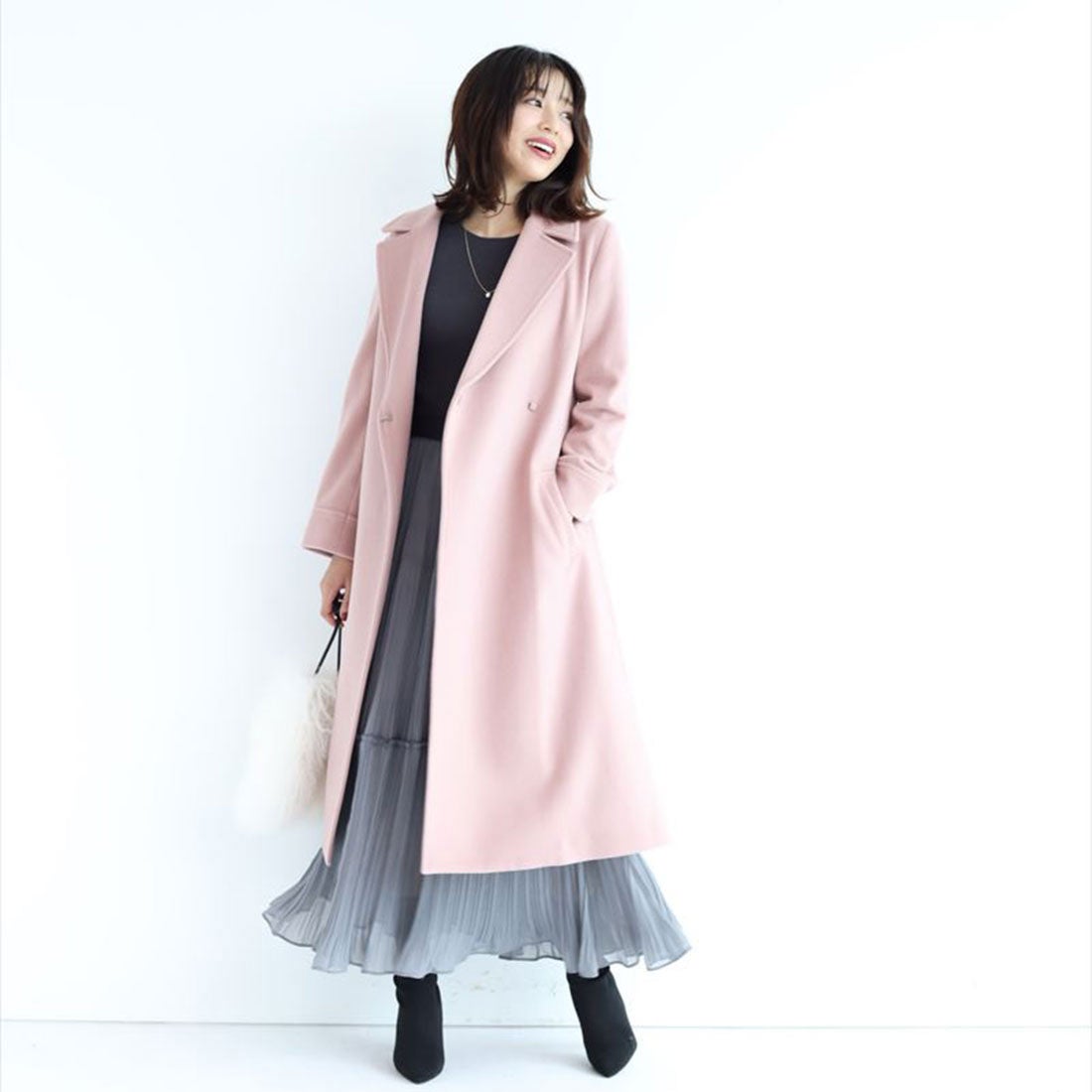 アンクレイヴ ウールリバーロングコート ベルト ベルテッドコート