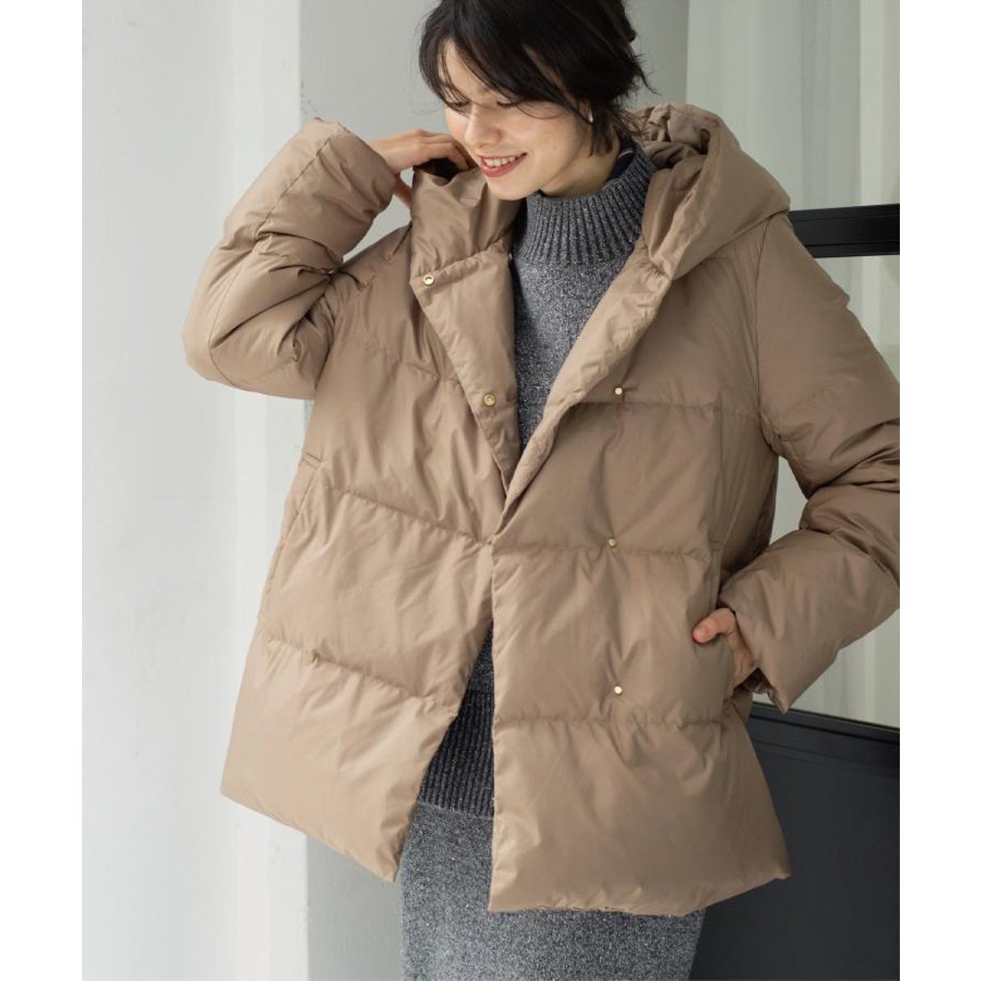 オペーク ドット クリップ OPAQUE.CLIP 撥水フードミドルダウンコート