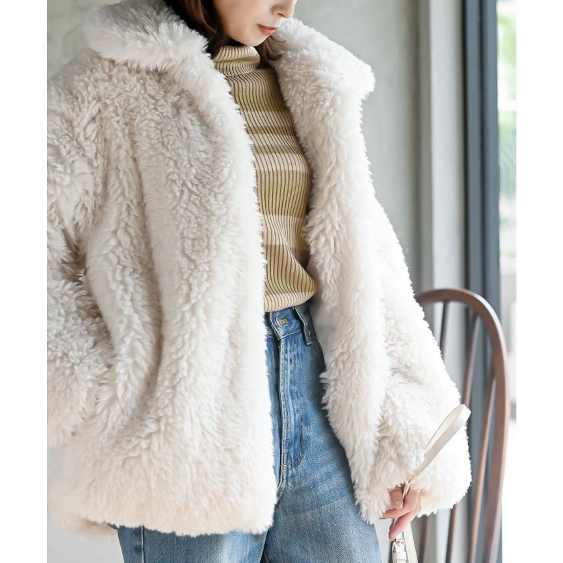 アールピーエス rps フェイクファーステンカラーショートコート